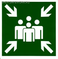 Самоклеющаяся табличка. (E 21). Пункт (место) сбора (150х150мм)