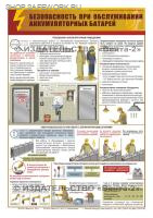 Плакат. Безопасность при обслуживании аккумуляторных батарей (1л., 45х60, Вента-2)