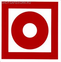 Самоклеющаяся табличка. (F 10). (200х200мм) Кнопка включения установок (систем) пожарной автоматики