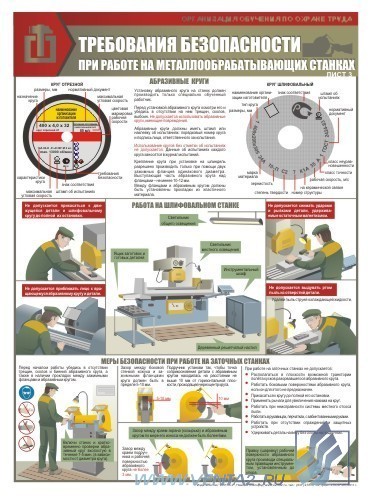 Комплект плакатов. Работы на металлоперерабатывающих станках. Требования безопасности (3л., 45х60см, ламинированный, Вента-2)