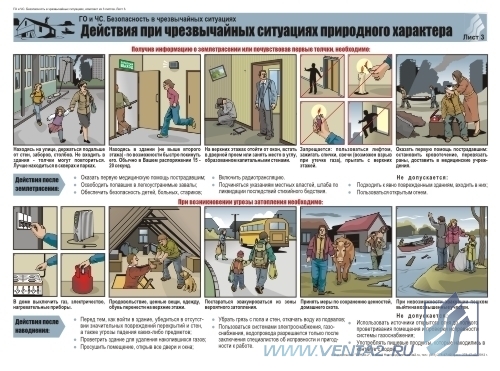 Комплект плакатов. ГО и ЧС. Безопасность в чрезвычайных ситуациях (3л., 60х45см, Вента-2)