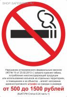 Знак безопасности на пластике. "Знак о запрете курения табака, потребления никотинсодержащей продукции или использования кальянов" (с выдержкой из КоАП). (210х300мм)