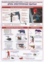 Плакат. Техника безопасности при работе с ручным электроинструментом. Дрель электрическая ударная (1л., 30х42см, ТД "ЦОТ")