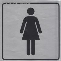 Самоклеющаяся табличка "Указатель туалета Ж" (100х100 мм)