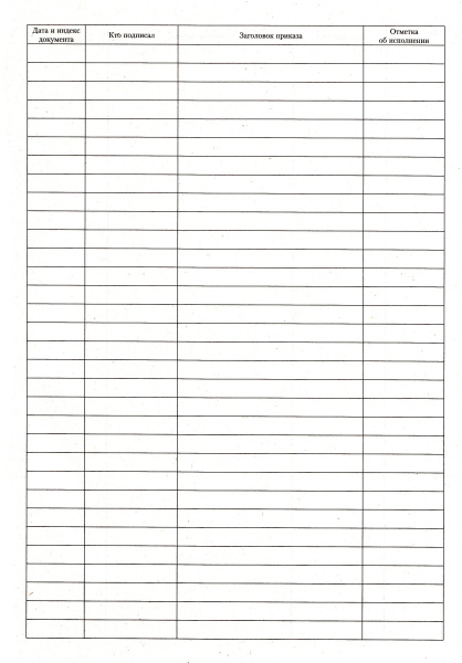 Журнал регистрации приказов.