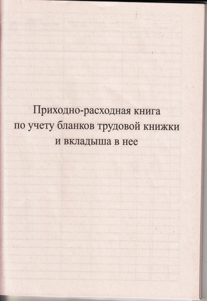 Приходно-расходная книга по учету бланков трудовой книжки и вкладыша в нее.