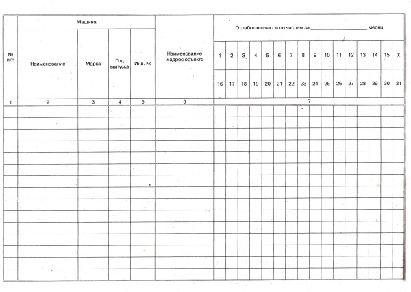 Журнал учета работы строительных машин (механизмов) (Форма № ЭСМ-6)