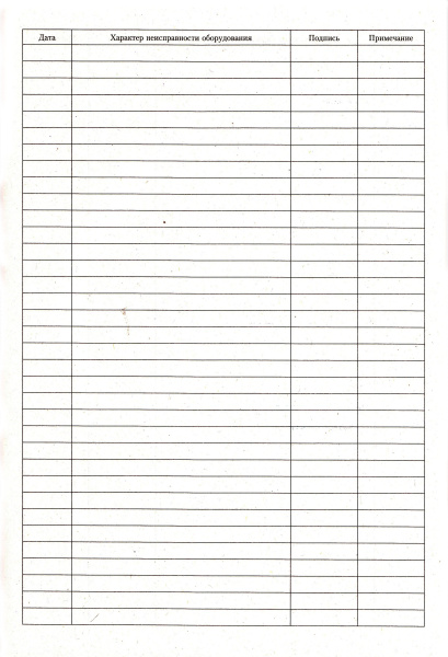 Журнал дефектов и неполадок электрооборудования.