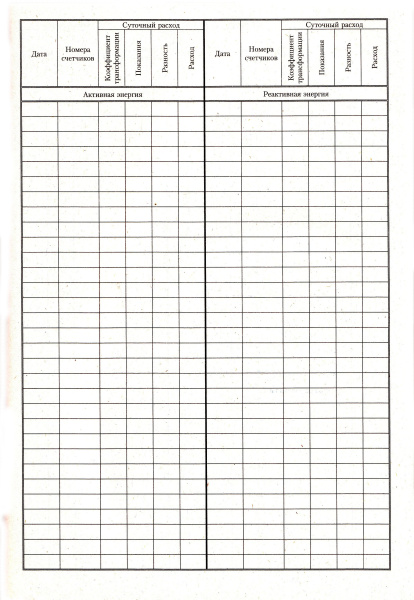 Журнал учета электроэнергии.