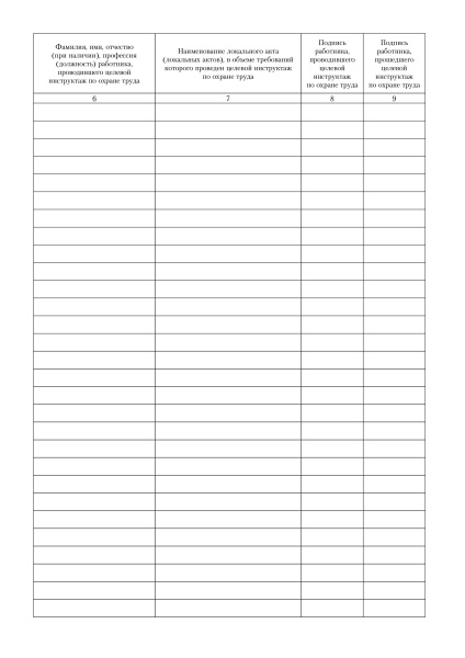 Журнал регистрации проведения целевого инструктажа по охране труда (форма соотв. пост. Правительства РФ от 24.12.2021 № 2464)