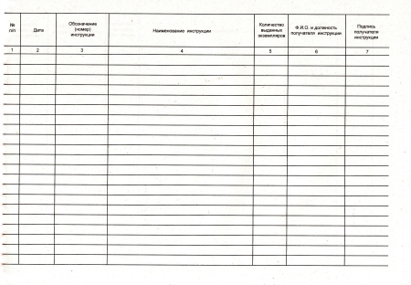 Журнал учета выдачи инструкций по охране труда для работников.