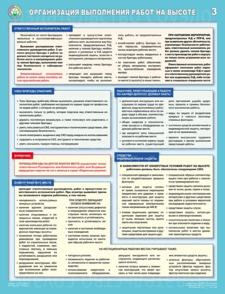 Комплект плакатов. Организация выполнения работ на высоте (3л., 45х60см, Соуэло)