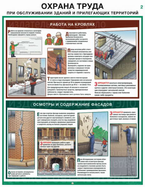 Комплект плакатов. Охрана труда при обслуживании зданий и прилегающих территорий (3л., 45х60, ламинированный, Соуэло)