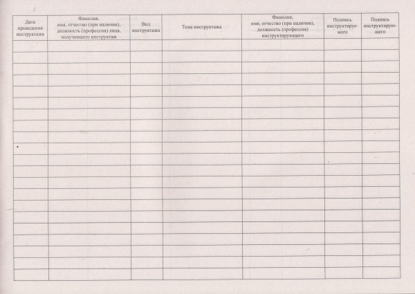 Журнал регистрации проведения производственных инструктажей (Журнал регистрации инструктажей на рабочем месте) (приложение № 7 к Правилам работы с персоналом в организациях электроэнергетики РФ, утв. прик. Минэнерго России от 22.09.2020 N 796, в ред. прик