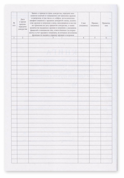 Книга приема и сдачи дежурства работниками юридического лица (по месту нахождения помещения для хранения оружия и патронов) (приложение № 5 к прик. Росгвардии от 06.07.2023 № 239) 200 стр.