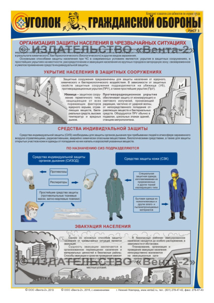 Комплект плакатов. Уголок гражданской обороны (3л., 45х60см, ламинированный, Вента-2)
